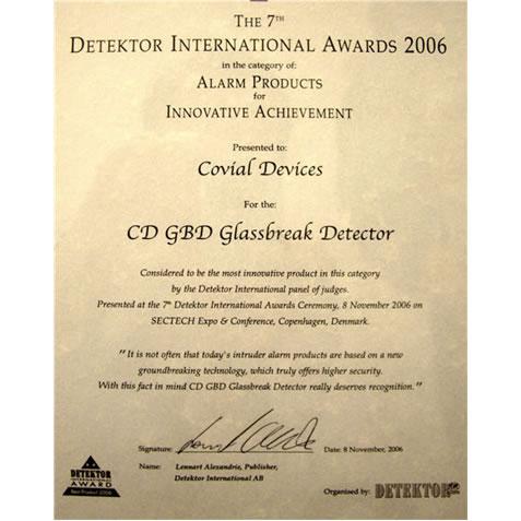 Glass Break Detector Won an International Award in 2006